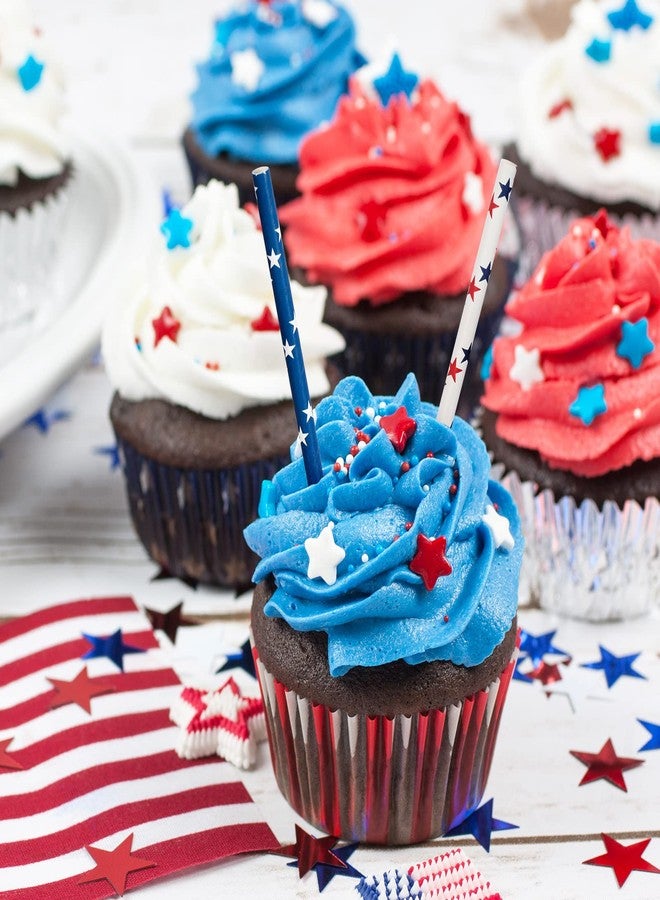 Whaline 200Pcs Independence Day Paper Straws Star Stripe Disposable Straws Red Blue White Drinking Well Crafted Straws for Juices Shakes Cocktail 4th of July Decoration Patriotic Party Event Supplies - Image 3